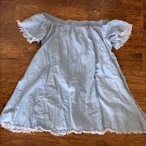 Denim off the shoulder dress!